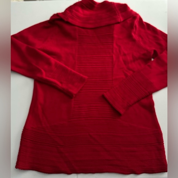 EUC CALVIN KLEIN Sweater Womans Red Cable Knit Cowl Neck Long Sleeve Pullover - Picture 3 of 3